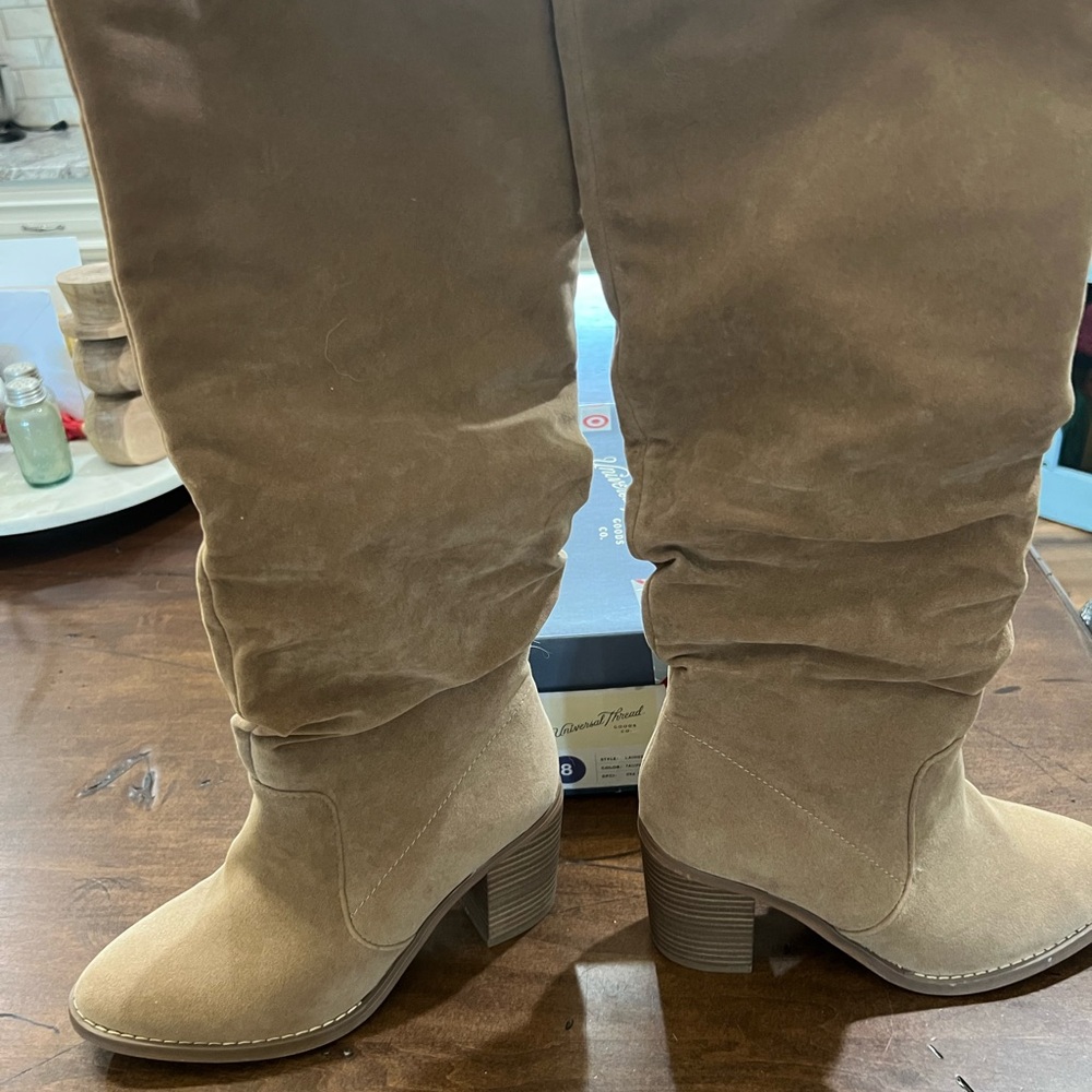 Universal Thread Over the Knee Tan Boots